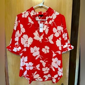 Ann Taylor floral v-neck blouse